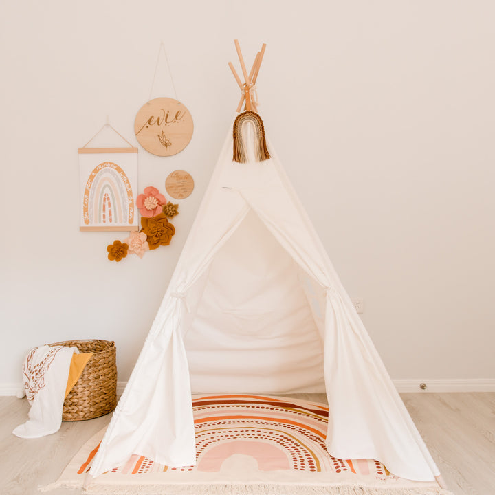 Rainbow Handmade Organic Play Mat - Rust, Terrcotta, Pink, Mustard - Made to Order 4-6WKS