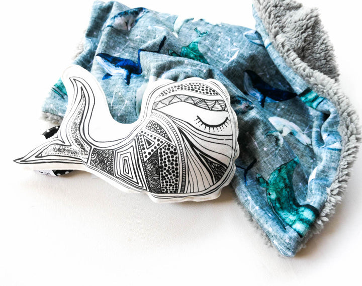 Handmade Minky Whale Comforter and Toy Bundle Deal - SAVE 20%